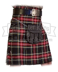 Wool Heavyweight Kilt: Black Stewart Tartan